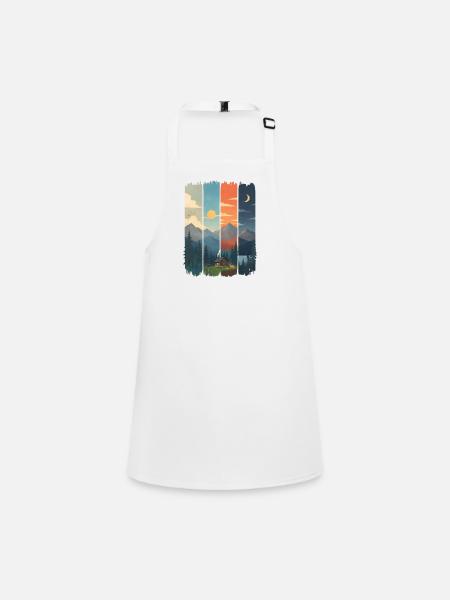 Horizons in four mountain panels - Children's Apron - white - Front