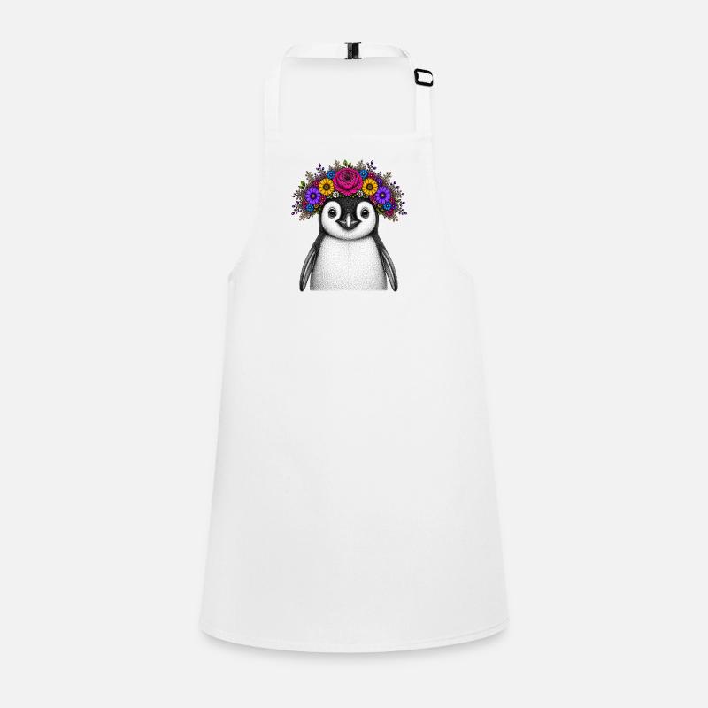 Pinguin mit Blumenkrone Schürze für Kinder