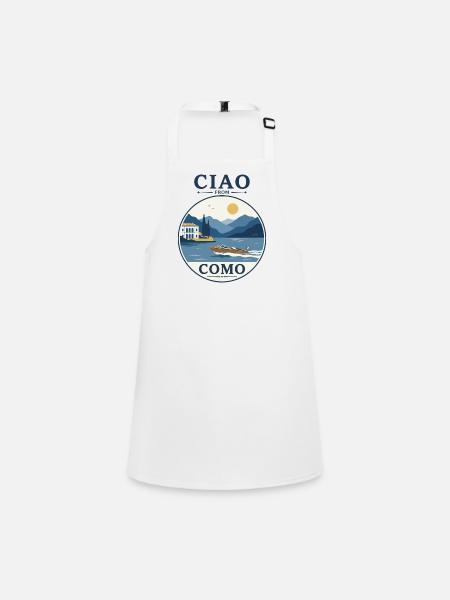 Lake Como: Villa, Boat and Mountain Scenery - Children's Apron - white - Front