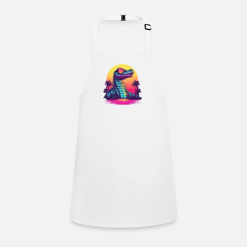 Synthwave crocodile sunset Children's Apron
