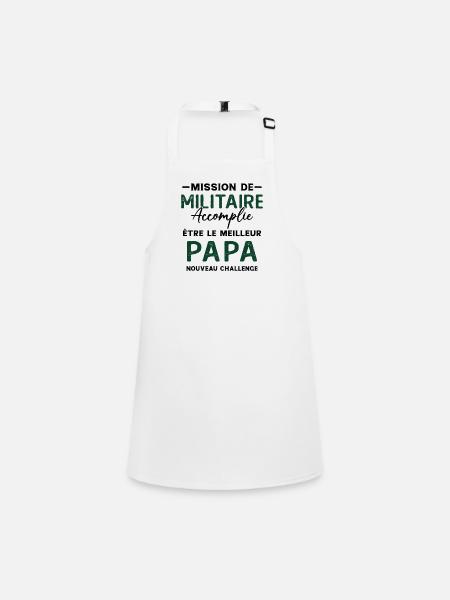 Militaire Futur Papa Cadeau Drôle Fête Des Pères - Tablier Enfant - blanc - Devant