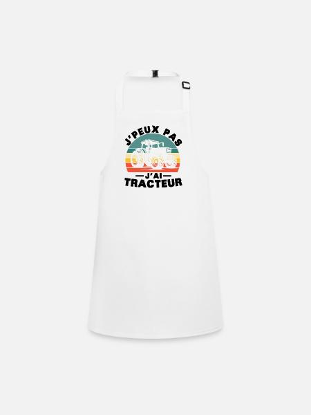Ich kann nicht, ich habe ein Traktor-Humor-Geschenk - Schürze für Kinder - Weiß - Vorne