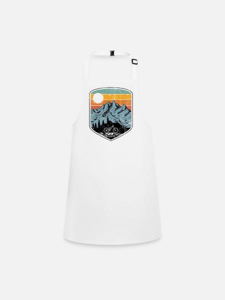 Sunset Mountain Bike Patch - Children's Apron - white - Front