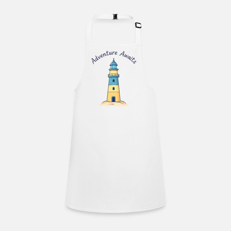 Vibrant Blue & Yellow Lighthouse on Sandy Beach Children's Apron