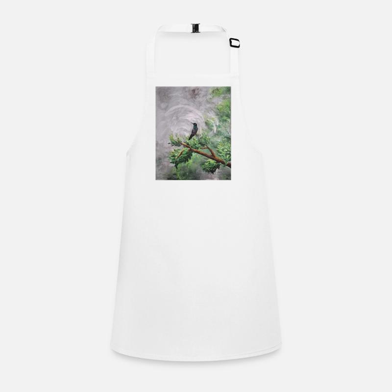 Hummingbird Perched on Leafy Branch Children's Apron