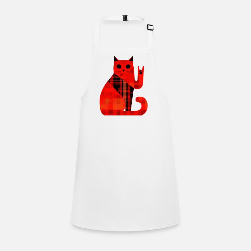 Red Cat Plaid Pattern Modern Children's Apron