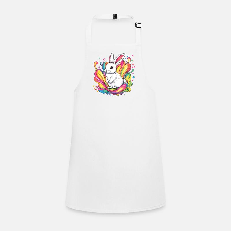 White rabbit with colors Children's Apron