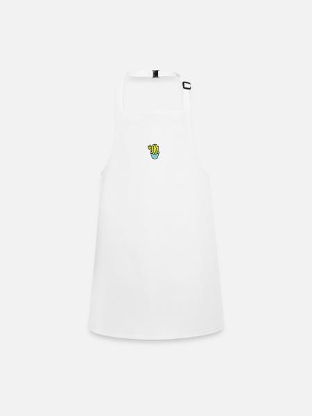 Petit cactus vert en pot - Tablier Enfant - blanc - Devant