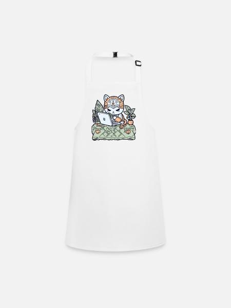 Chat Tech en armure de jardin - Tablier Enfant - blanc - Devant