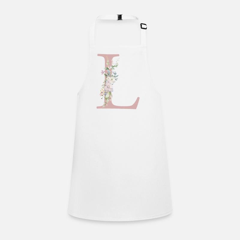 L Monogram, Floral, Personalizable Children's Apron