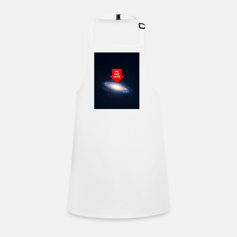 Galaxy with "We Are Here" – Cosmically small, thought Children's Apron