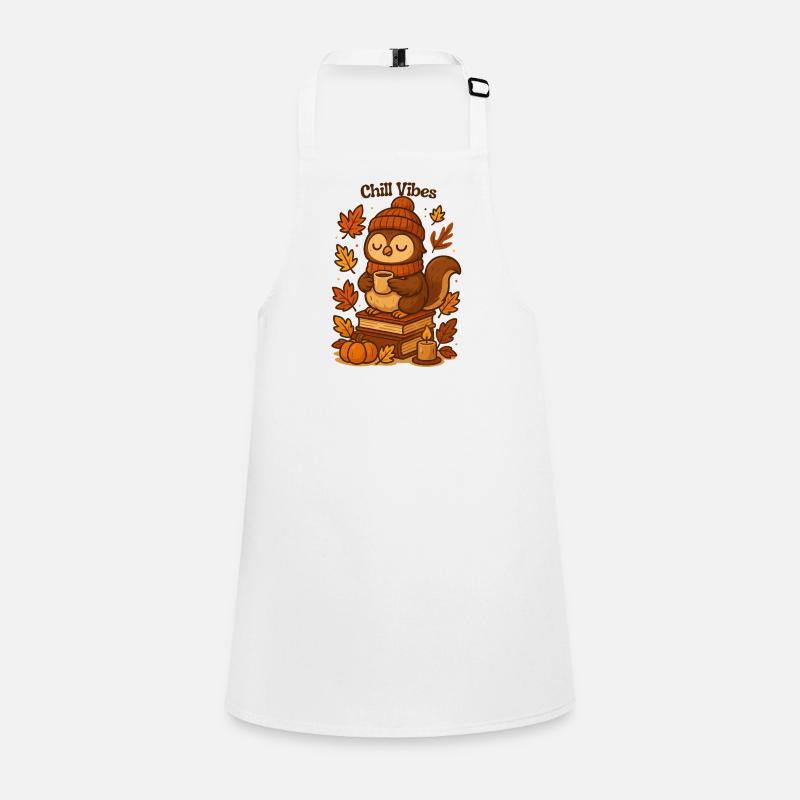 Chill Vibes hibou dans les feuilles d’automne citrouille Tablier Enfant