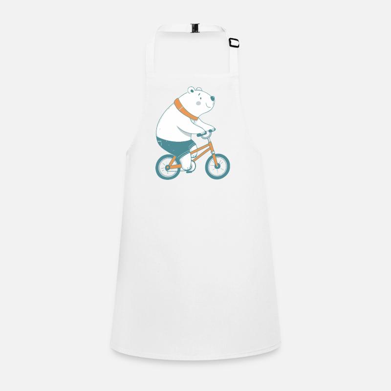 Ours Polaire sur Vélo Orange Tablier Enfant