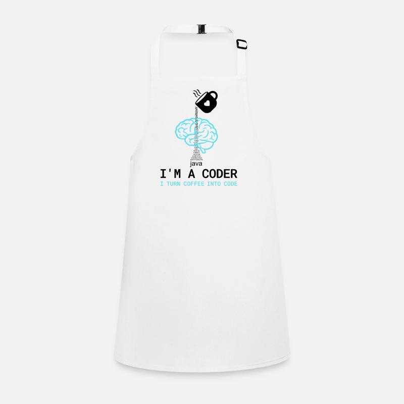 Coder T-Shirt: Coffee into Code – Nerdy Programmie - Schürze für Kinder - Weiß