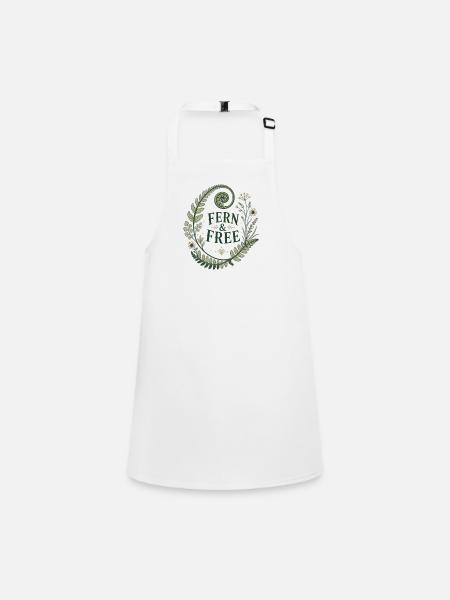 Fern & Free – Vintage Farn Design - Schürze für Kinder - Weiß - Vorne