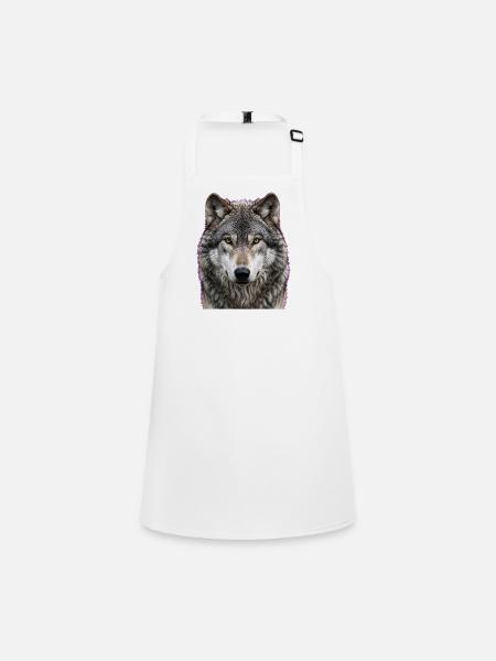 Midnight Wolf Portrait - Children's Apron - white - Front