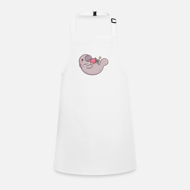 Funny Manatee Playing Table Tennis With Its Tail Children's Apron