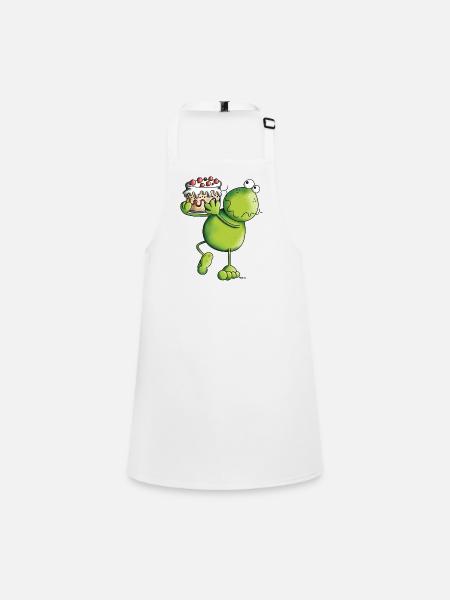 Frosch mit Kuchen - Schürze für Kinder - Weiß
