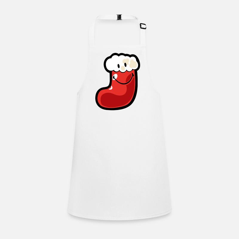 Smiley Christmas Stocking - Children's Apron - white