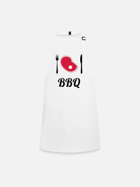 BBQ - Barbecue - Grill - Schürze für Kinder - Weiß - Vorne