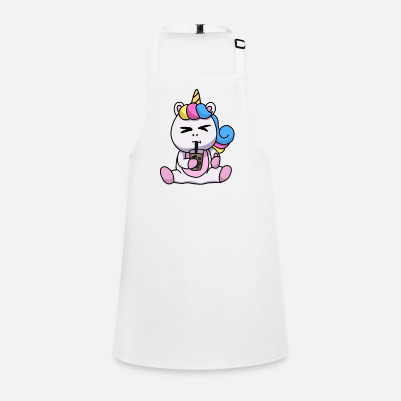 Bubble Tea Drinking Unicorn Anime Kawaii Children's Apron
