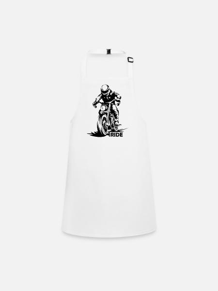 Course de Moto Caferacer Ride Biker Streetfighter - Tablier Enfant - blanc - Devant