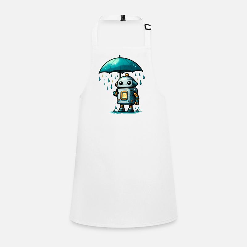 Robot in the rain Children's Apron