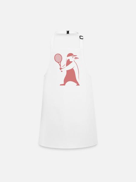 Minimalist Penguin Tennis Backhand Player - Children's Apron - white - Front