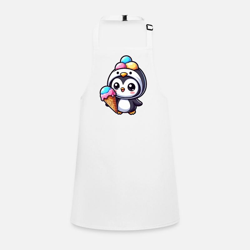Lustiger Pinguin mit Eiskrem süß Cartoon Sommer Children's Apron