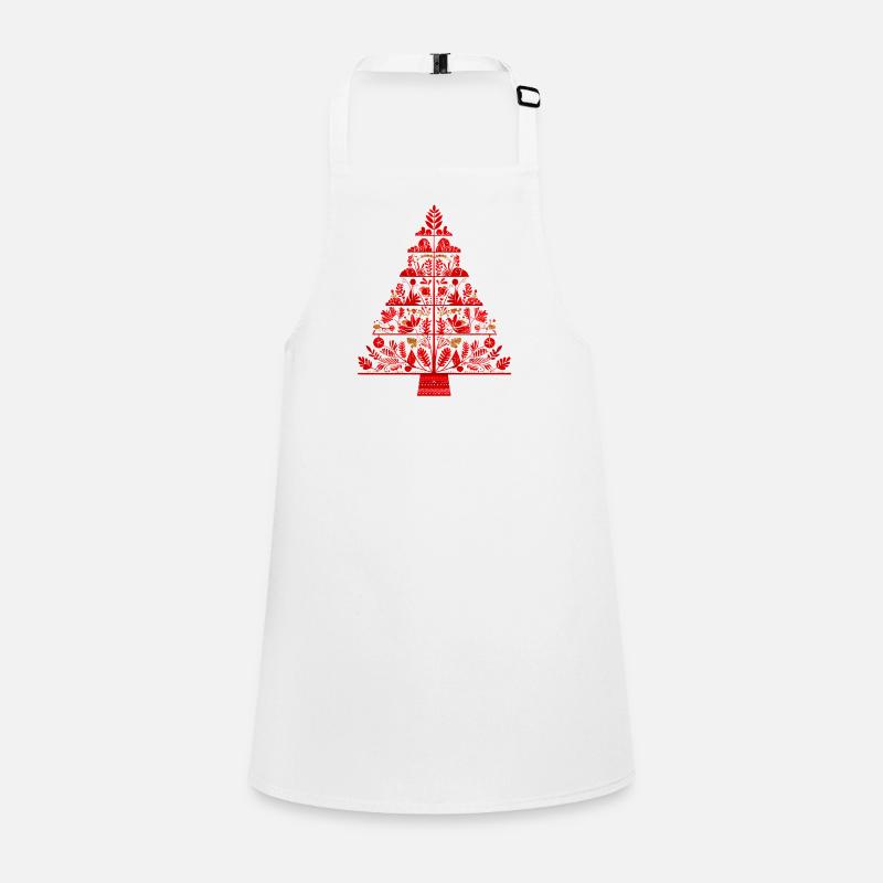 Abstract Christmas Tree Red – Boho Folk Art Children's Apron