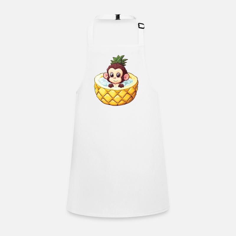 monkey bathes in pineapple - Funny summer design Children's Apron