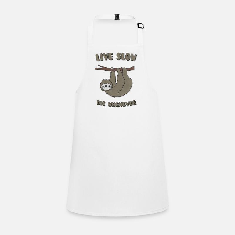 Funny & Cute Sloth "Live Slow Die Whenever" Slogan Children's Apron