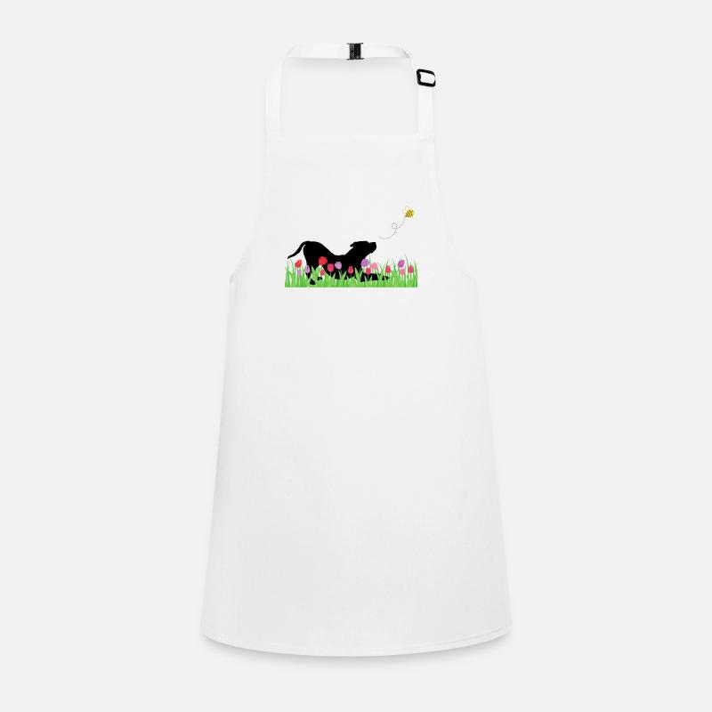 Spring design - playing dog, meadow, bee Children's Apron
