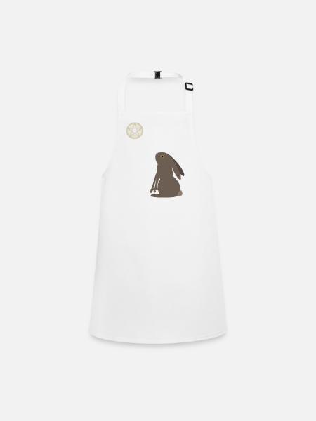 Magical Wiccan Hare and Pentacle Moon - Children's Apron - white - Front