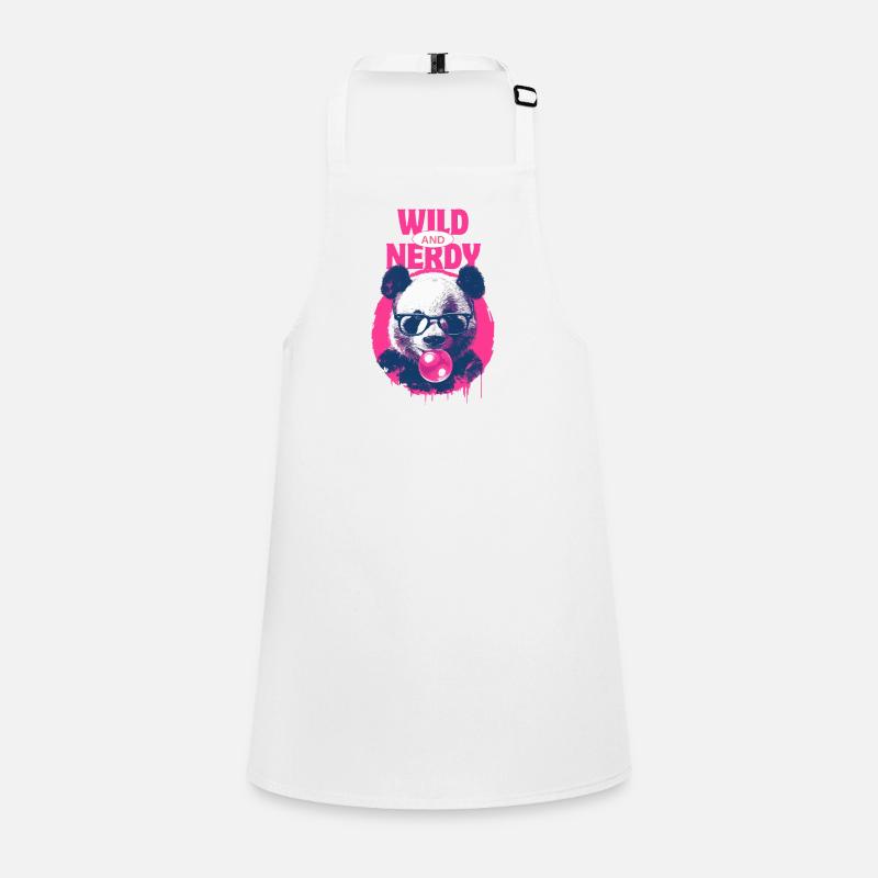 Panda with glasses and pink chewing gum Children's Apron