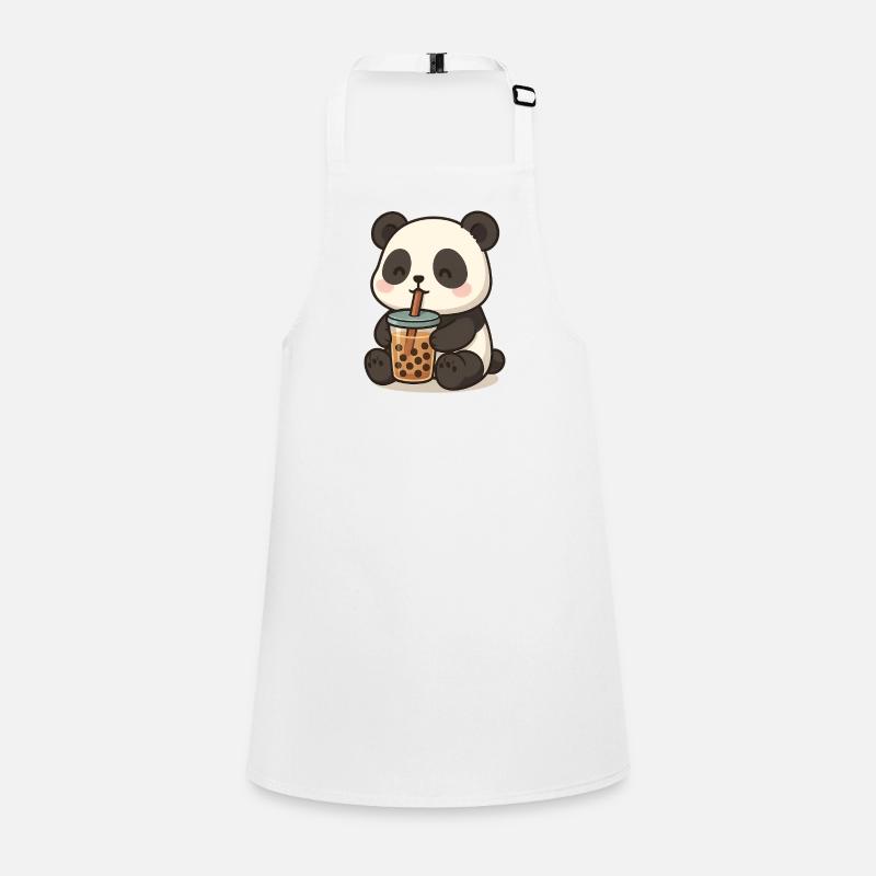 Panda bear with bubble tea Children's Apron