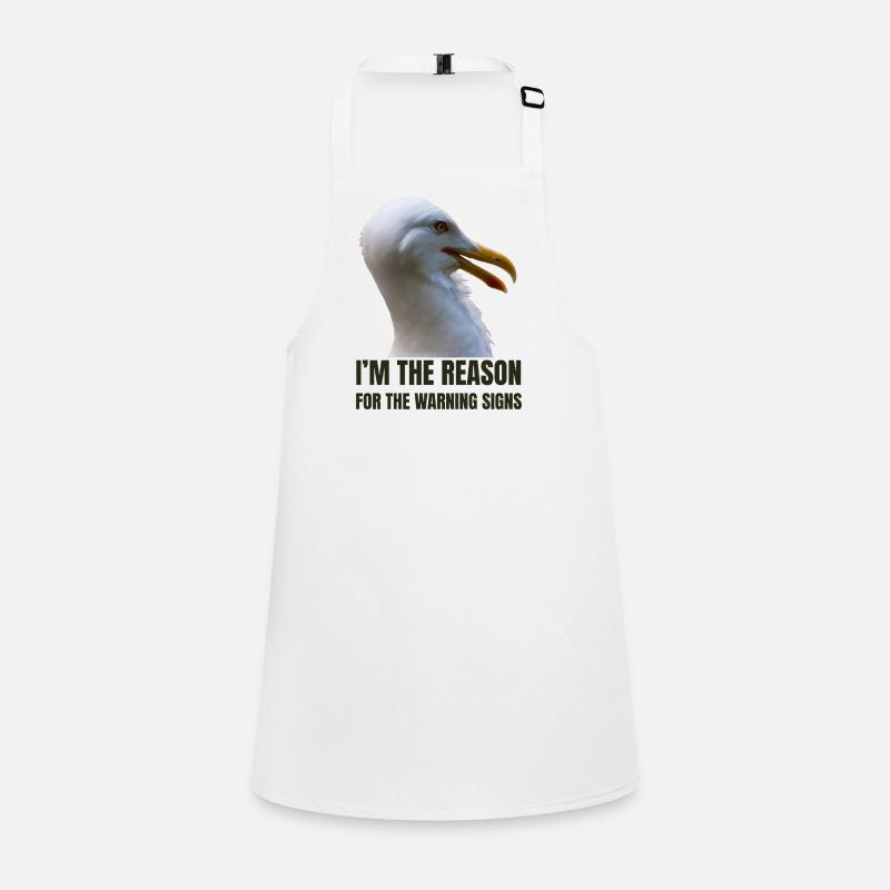 Whimsical Seagull with Bold Text Children's Apron