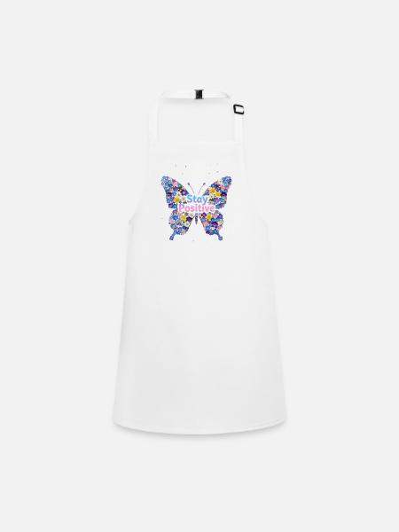 Floral Butterfly Stay Positive - Children's Apron - white - Front