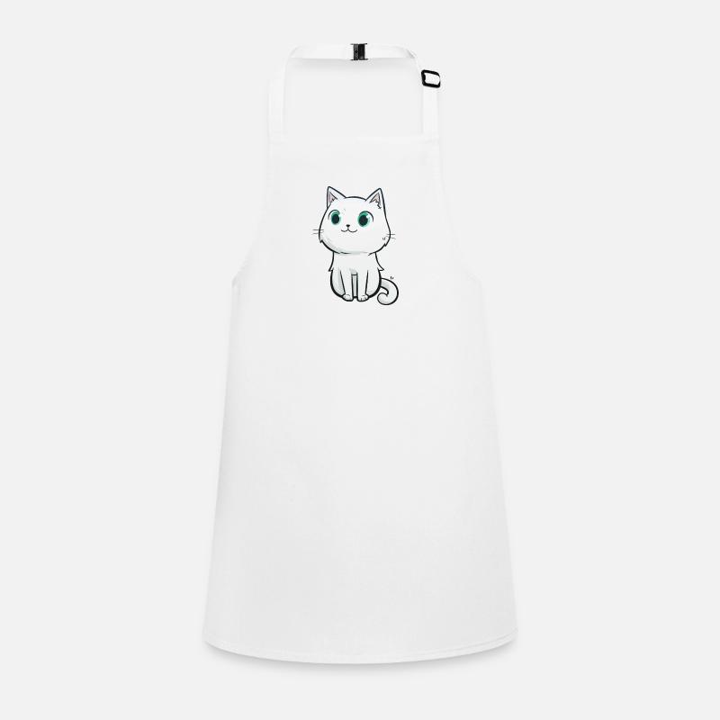 dessin chat mignon, cadeau de chat pour enfant - Tablier Enfant - blanc