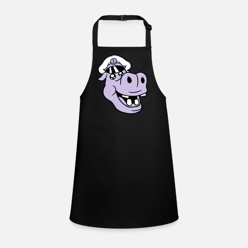 hippopotame capitaine visage drôle mignon dessin animé bande dessinée Tablier Enfant