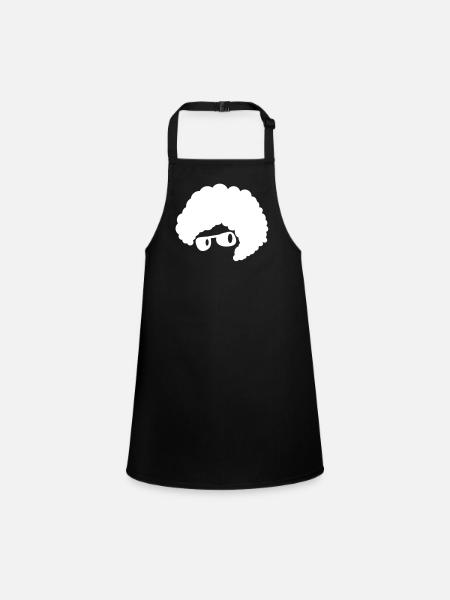 cool orange afro hair style 70's sunglasses - Children's Apron - black - Front