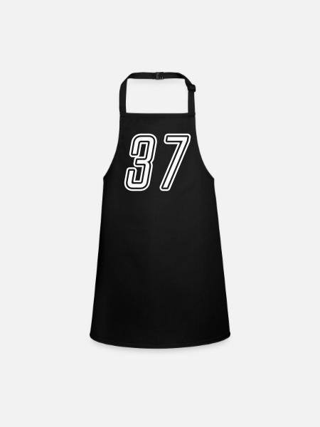 37 Number number - Children's Apron - black - Front