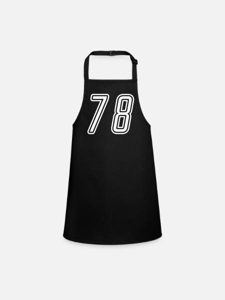 78 Number number - Children's Apron - black - Front
