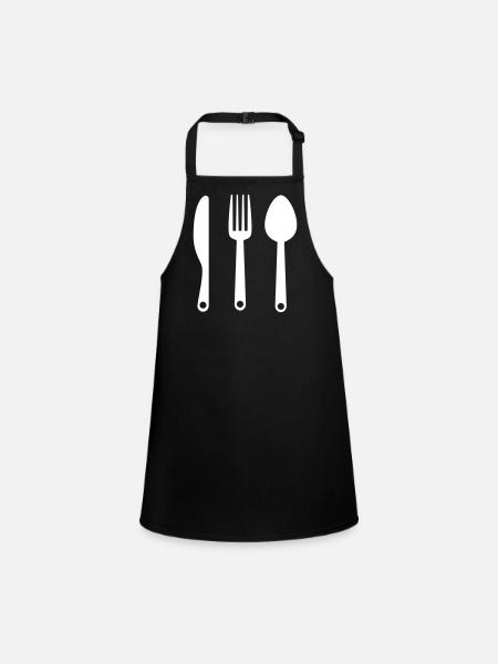 Fork Cutlery - Children's Apron - black - Front