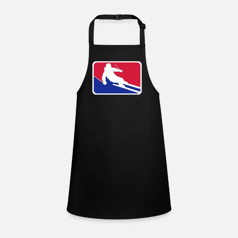 blue red button frame shield ski drive down Children's Apron