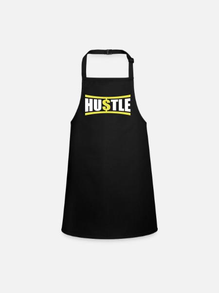 Hustle Spruch - Schürze für Kinder - Schwarz - Vorne