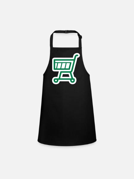 Shopping Cart - Children's Apron - black - Front