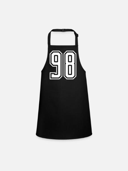 98 Number number - Children's Apron - black - Front