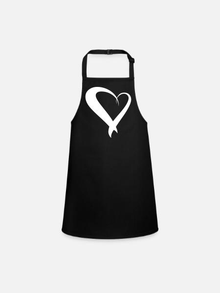 Coeur Dessin Décoratif, Symbole, Dessiné À La Main - Tablier Enfant - noir - Devant