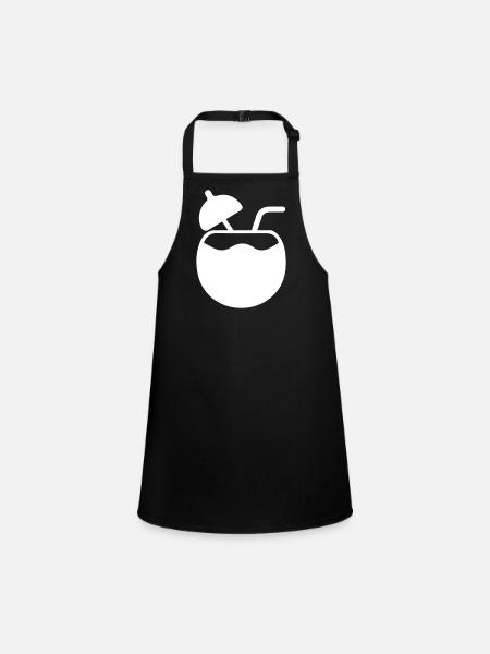 Coconut Icon Icon - Children's Apron - black - Front